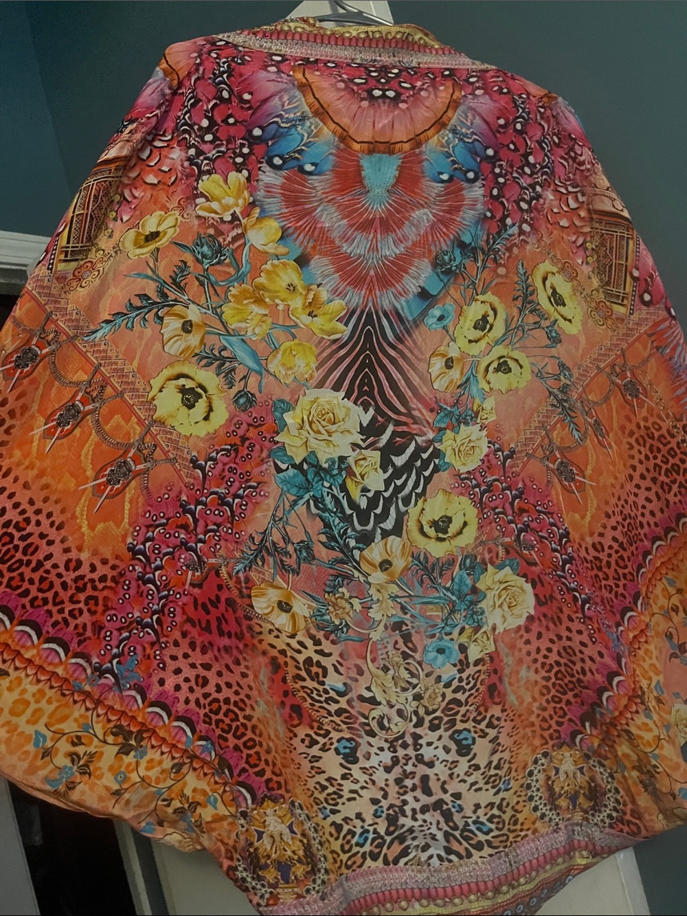 Printed Teal & Pink Beach Kimono - Picture 4 of 5